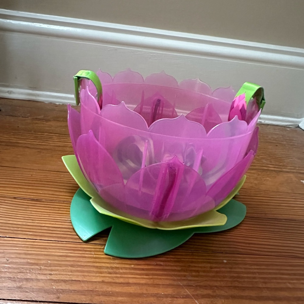 Disnay Parks Pink and Green Lotus Flower Popcorn Bucket